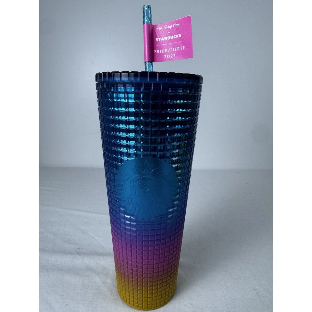 Tim Singleton X Starbucks 2023 Collab Rainbow Ombré Finish 24 Oz Coffee Tumbler
